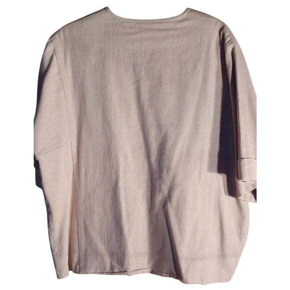 Origins II 100% Cotton Blazer Womens Small Beige with Abstract Design Lagenlook - Picture 3 of 5